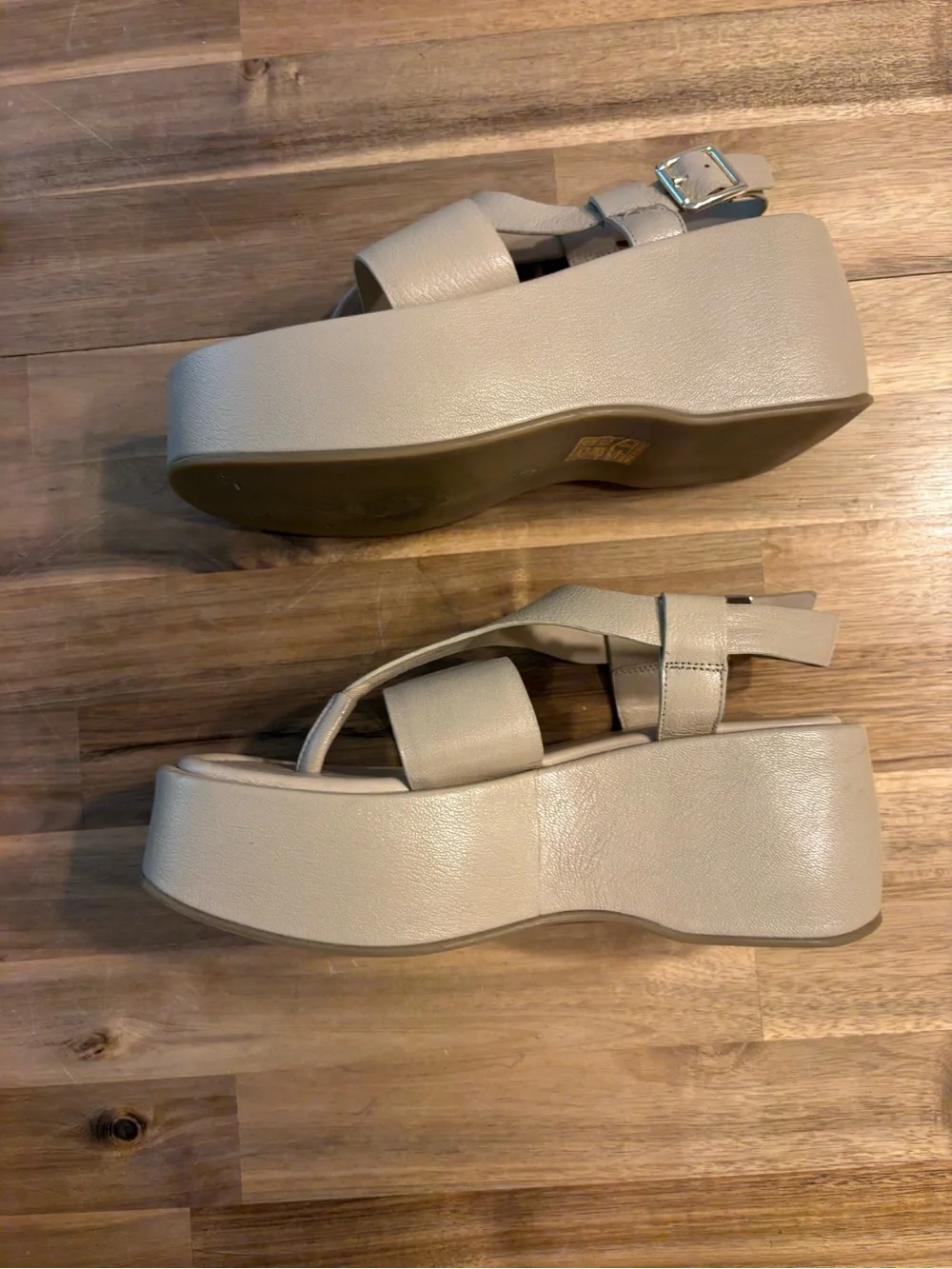 Free People Holt Ankle Strap Platform Sandal Size 7.5 Taupe Beige